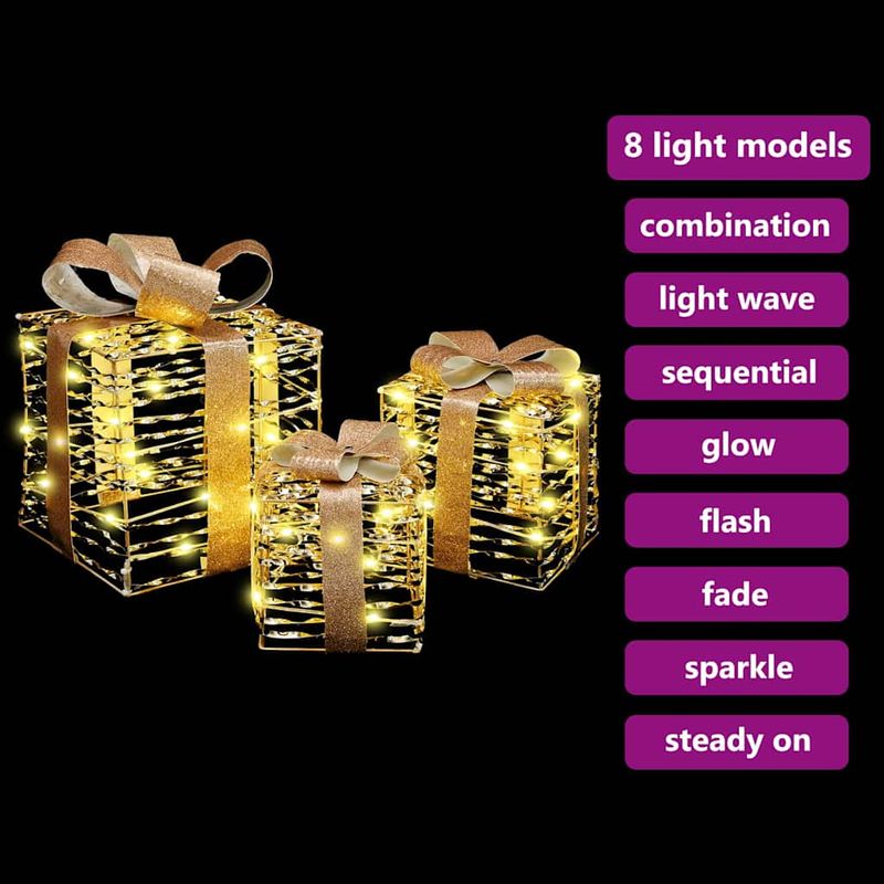 Casa si Gradina - Decoratiuni - Decoratiuni de sezon - Cutie cadou cu 60 LED 3 pcs Alb cald 20 x 20 x 20 cm PET - Infinity.ro