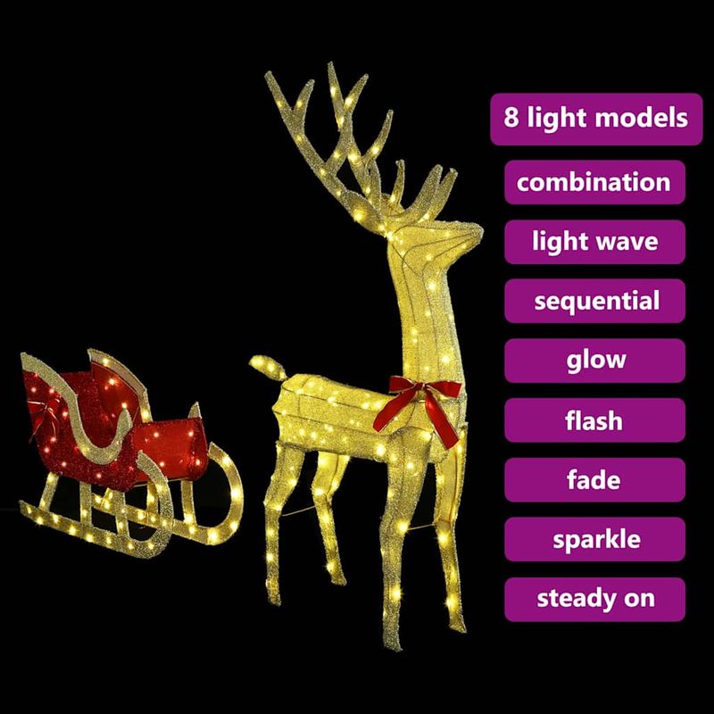 Casa si Gradina - Decoratiuni - Decoratiuni de sezon - Sanie cu ren Alb cald 70 x 26 x 128.5 cm tesatura - Infinity.ro