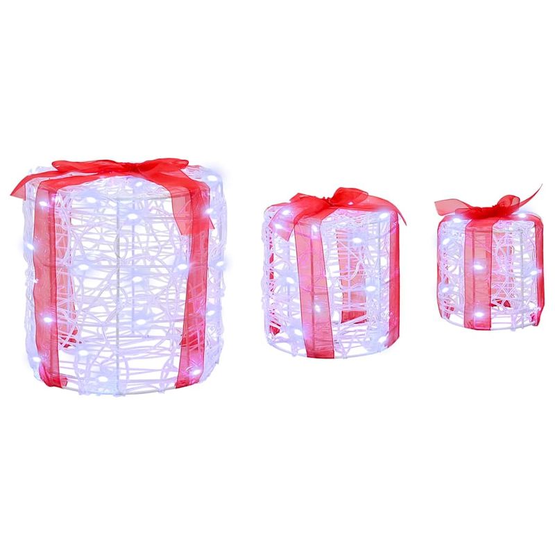 Casa si Gradina - Decoratiuni - Decoratiuni de sezon - Decoratie cutie de cadou 3 pcs Alb rece 20 x 20 x 21 cm Acril - Infinity.ro