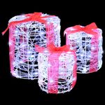Casa si Gradina - Decoratiuni - Decoratiuni de sezon - Decoratie cutie de cadou 3 pcs Alb rece 20 x 20 x 21 cm Acril - Infinity.ro