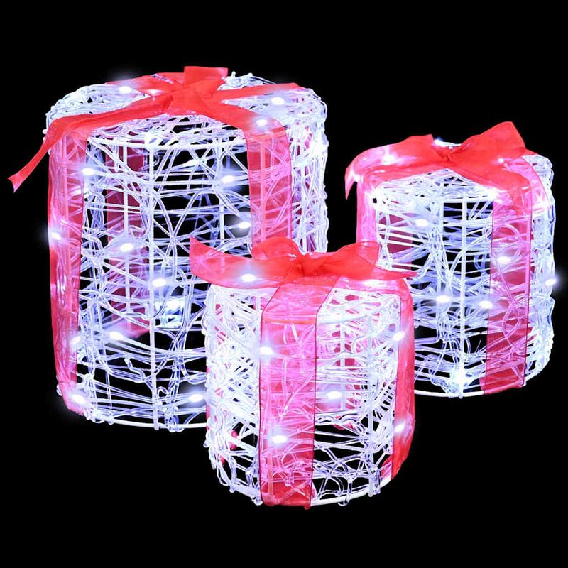 Casa si Gradina - Decoratiuni - Decoratiuni de sezon - Decoratie cutie de cadou 3 pcs Alb rece 20 x 20 x 21 cm Acril - Infinity.ro