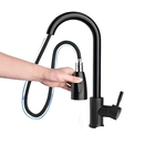 Casa si Gradina - Sanitare - Lavoar baie si accesorii - Baterii sanitare - Baterie Sanitara Cu Dus Extractabil, Cu Pipa Flexibila la 360 grade, Doua Tipuri de Jet, Accesorii Incluse, Negru - Infinity.ro