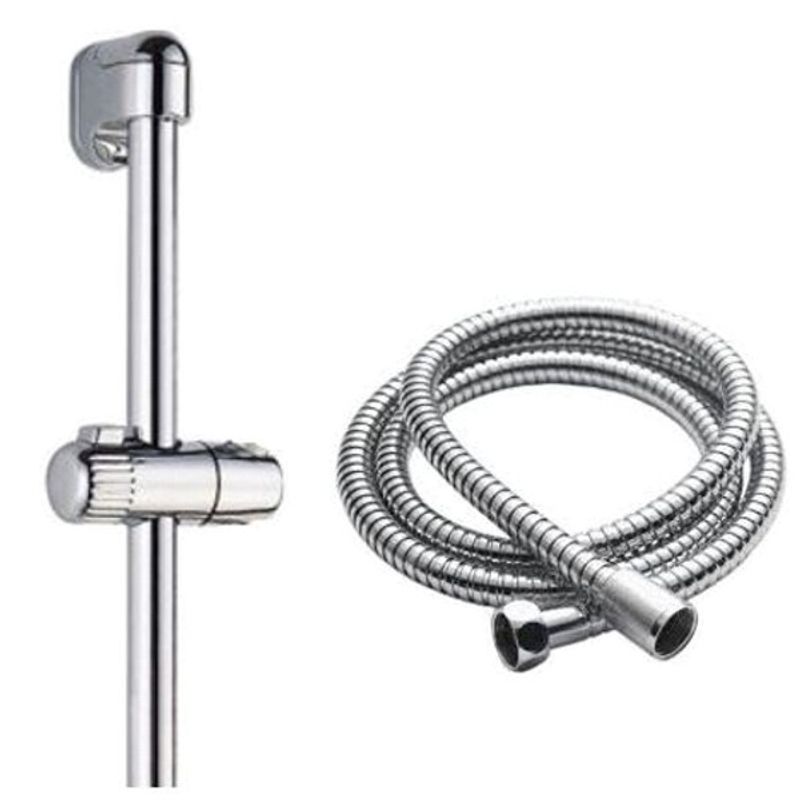 Casa si Gradina - Sanitare - Cazi si cabine de dus - Coloane si seturi de dus - Set complet cada si dus – baterie monocomanda, bara verticala, para dus 5 jeturi, furtun 1.5 m, finisaj cromat - Infinity.ro