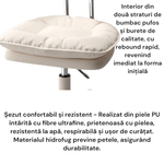 Casa si Gradina - Mobilier - Scaune si fotolii - Scaune - Scaun ergonomic, elegant si versatil, rotativ, mobil, ajustabil pe inaltime (65–75 cm), piele PU, alb (unt) - Infinity.ro