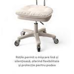 Casa si Gradina - Mobilier - Scaune si fotolii - Scaune - Scaun ergonomic, elegant si versatil, rotativ, mobil, ajustabil pe inaltime (65–75 cm), piele PU, alb (unt) - Infinity.ro