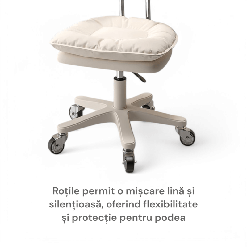 Casa si Gradina - Mobilier - Scaune si fotolii - Scaune - Scaun ergonomic, elegant si versatil, rotativ, mobil, ajustabil pe inaltime (65–75 cm), piele PU, alb (unt) - Infinity.ro