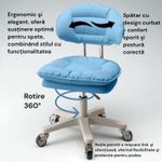 Casa si Gradina - Mobilier - Scaune si fotolii - Scaune - Scaun ergonomic, elegant si versatil, rotativ, mobil, ajustabil pe inaltime (65–75 cm), piele PU,  albastru - Infinity.ro