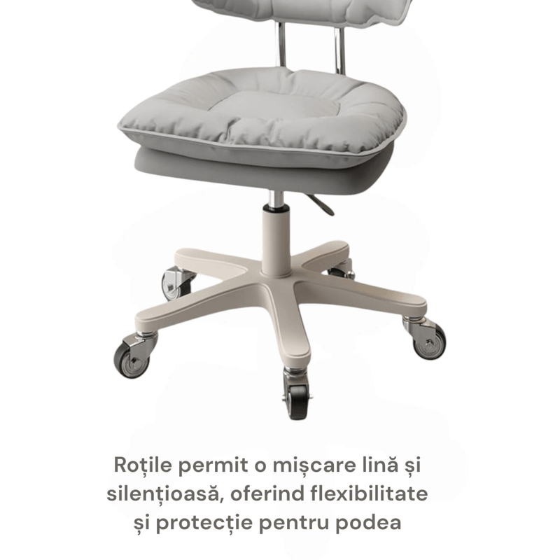 Casa si Gradina - Mobilier - Scaune si fotolii - Scaune - Scaun ergonomic, elegant si versatil, rotativ, mobil, ajustabil pe inaltime (65–75 cm), piele PU, gri - Infinity.ro