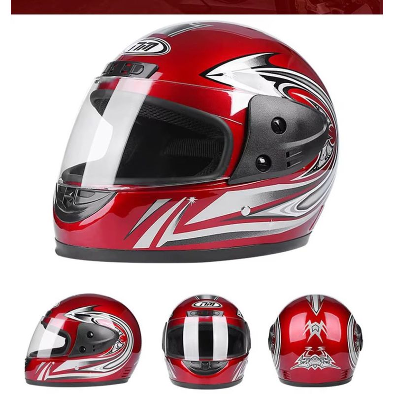 Auto si Moto - Moto - Echipamente protectie moto - Casti moto - Casca moto/scuter Full face unisex, cu viziera, marime universala 56-62cm, rosie - Infinity.ro