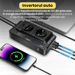 Auto si Moto - Reparatii si depanare - Invertoare auto - Invertor auto de tensiune, de la priza tip bricheta de 12V la 230V, 200W,  protectii multiple, ventilator - Infinity.ro