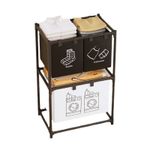 Market - Spalare si intretinere rufe - Uscatoare de rufe si accesorii - Cos de rufe metalic, 3 nivele, 4 sectiuni, negru, cu raft suplimentar pentru organizare rufe, Brivoo® - Infinity.ro