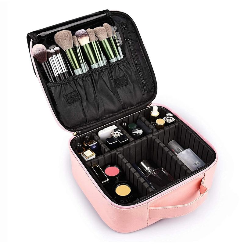 Ingrijire personala si Cosmetice - Machiaj - Portfarduri si genti cosmetice - Geanta pentru cosmetice, design elegant roz, oglinda cu LED ,baterie 2000 mAh, compartimente reglabile, Brivoo® - Infinity.ro