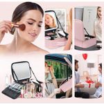 Ingrijire personala si Cosmetice - Machiaj - Portfarduri si genti cosmetice - Geanta pentru cosmetice, design elegant roz, oglinda cu LED ,baterie 2000 mAh, compartimente reglabile, Brivoo® - Infinity.ro