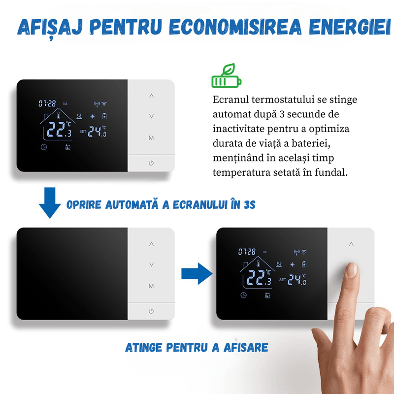 Casa si Gradina - Termice - Centrale termice si accesorii - Accesorii incalzire - Termostat de ambient inteligent BIRAI® EcoTherm Controlat Prin Internet/Smartphone Programabil WiFi din Aplicatie - Infinity.ro