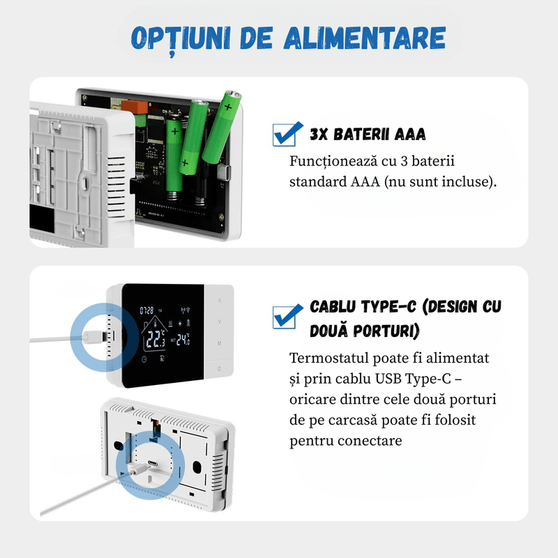 Casa si Gradina - Termice - Centrale termice si accesorii - Accesorii incalzire - Termostat de ambient inteligent BIRAI® EcoTherm Controlat Prin Internet/Smartphone Programabil WiFi din Aplicatie - Infinity.ro