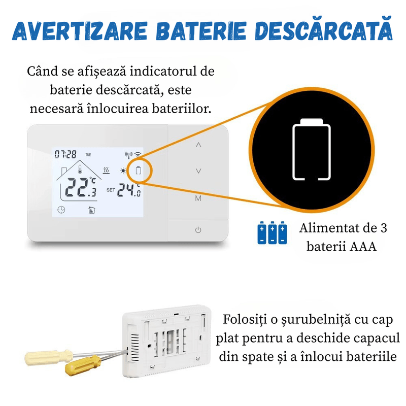 Casa si Gradina - Termice - Centrale termice si accesorii - Accesorii incalzire - Termostat de ambient inteligent BIRAI® EcoTherm Controlat Prin Internet/Smartphone Programabil WiFi din Aplicatie - Infinity.ro