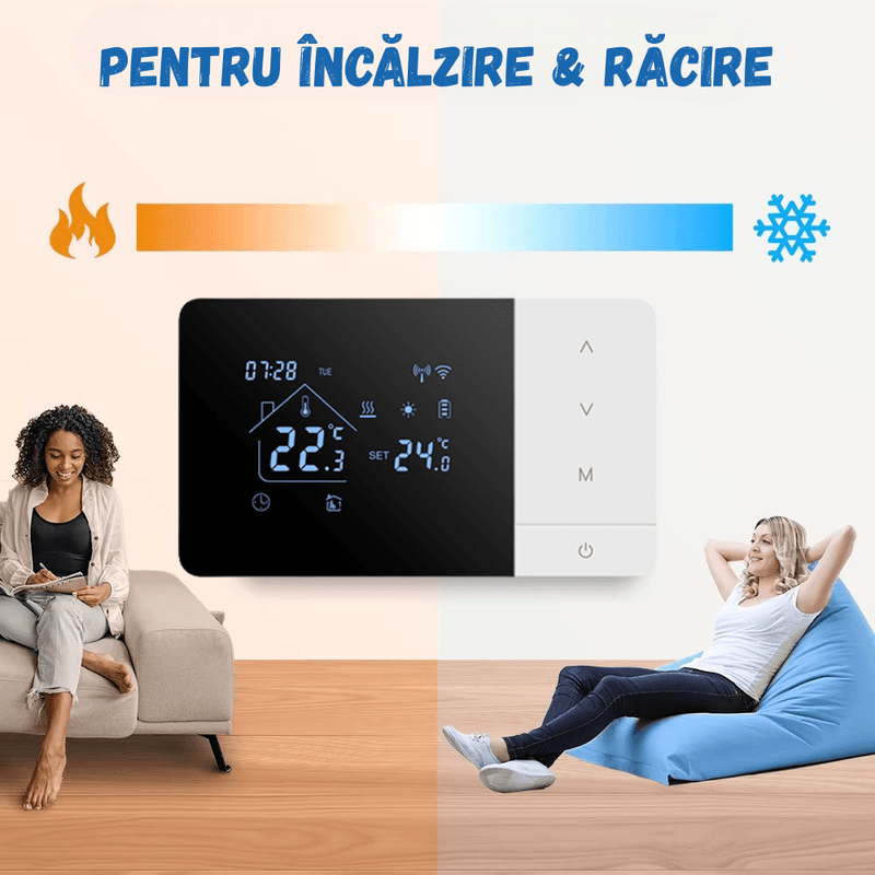 Casa si Gradina - Termice - Centrale termice si accesorii - Accesorii incalzire - Termostat de ambient inteligent BIRAI® EcoTherm Controlat Prin Internet/Smartphone Programabil WiFi din Aplicatie - Infinity.ro