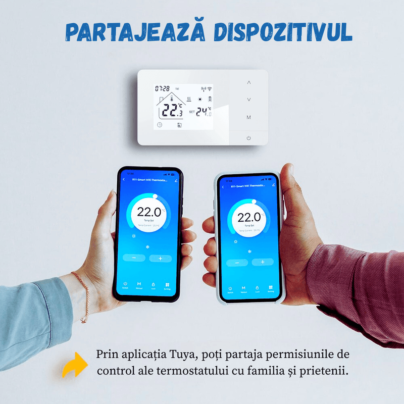 Casa si Gradina - Termice - Centrale termice si accesorii - Accesorii incalzire - Termostat de ambient inteligent BIRAI® EcoTherm Controlat Prin Internet/Smartphone Programabil WiFi din Aplicatie, Alb - Infinity.ro