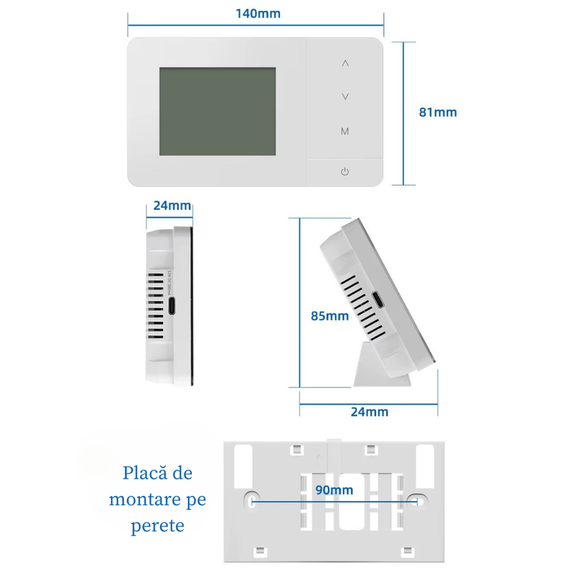 Casa si Gradina - Termice - Centrale termice si accesorii - Accesorii incalzire - Termostat de ambient inteligent BIRAI® EcoTherm Controlat Prin Internet/Smartphone Programabil WiFi din Aplicatie, Alb - Infinity.ro