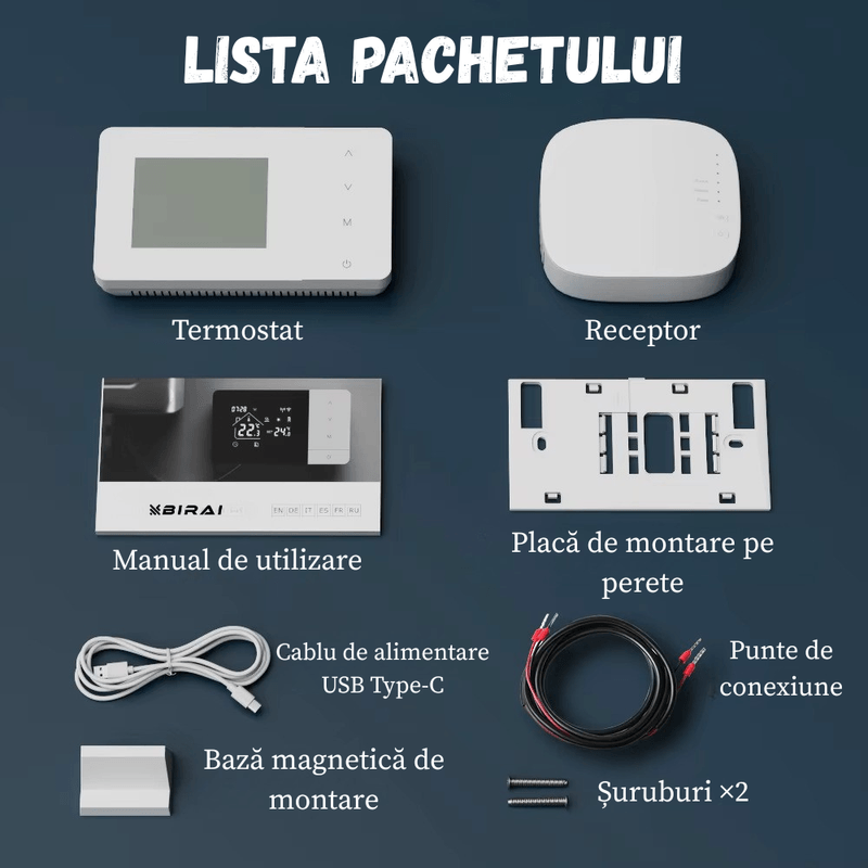 Casa si Gradina - Termice - Centrale termice si accesorii - Accesorii incalzire - Termostat de ambient inteligent BIRAI® EcoTherm Controlat Prin Internet/Smartphone Programabil WiFi din Aplicatie, Alb - Infinity.ro