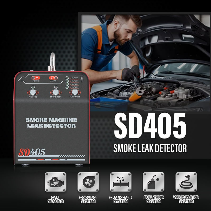Auto si Moto - Reparatii si depanare - Scule auto - Scule si truse auto - Detector scurgeri cu fum Solary SD405 – aparat de depistare a pierderilor in EVAP/admisie/evacuare, 12V DC, debit 8 L/m - Infinity.ro