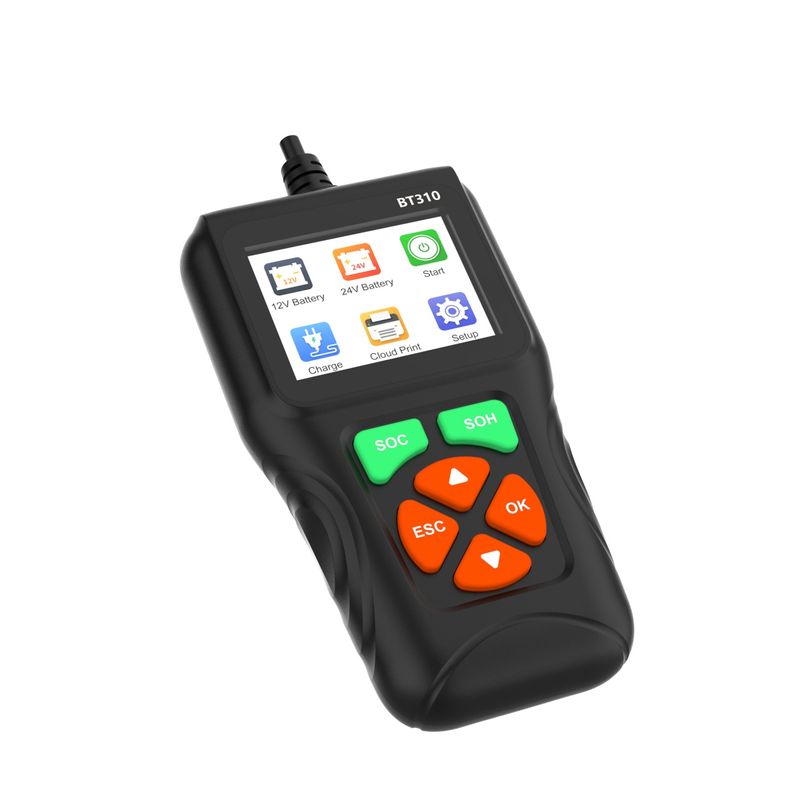 Auto si Moto - Reparatii si depanare - Scule auto - Testere si multimetre - Tester baterii auto Techstar BT310, 12V/24V, afisaj color 2.8", test CCA, SOC/SOH, rezistenta interna, test incarcare - Infinity.ro