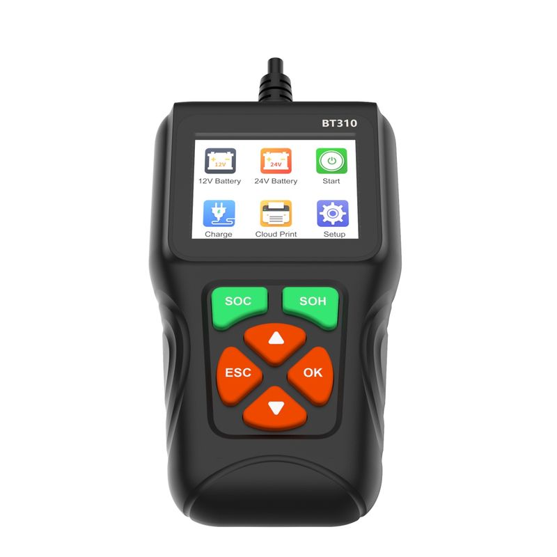 Auto si Moto - Reparatii si depanare - Scule auto - Testere si multimetre - Tester baterii auto Techstar BT310, 12V/24V, afisaj color 2.8", test CCA, SOC/SOH, rezistenta interna, test incarcare - Infinity.ro