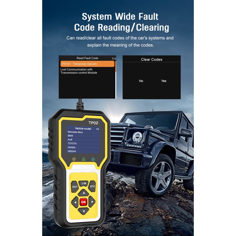 Auto si Moto - Reparatii si depanare - Sisteme de diagnoza - Tester diagnoza auto Techstar TP02, sistem intreg OBD2 – Diagnoza completa masini, Resetare ulei, Citire/Stergere DTC - Infinity.ro