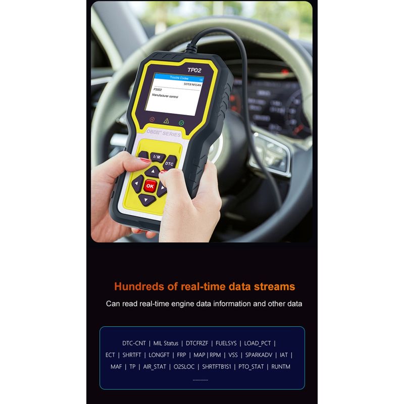 Auto si Moto - Reparatii si depanare - Sisteme de diagnoza - Tester diagnoza auto Techstar TP02, sistem intreg OBD2 – Diagnoza completa masini, Resetare ulei, Citire/Stergere DTC - Infinity.ro