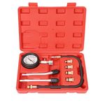Auto si Moto - Reparatii si depanare - Scule auto - Scule si truse auto - Tester compresie motor benzina Techstar, cu manometru 0-20 bar, furtun flexibil 45cm, 4 adaptoare filetate M10 M12 M14 - Infinity.ro
