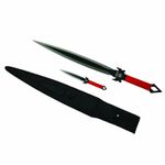 Sport si Outdoor - Camping - Cutite, bricege si accesorii - Cutite si bricege - Set de vanatoare DEPOX®, Sabie Red Ronin si set trei cutite de aruncat, otel inoxidabil, negru - Infinity.ro