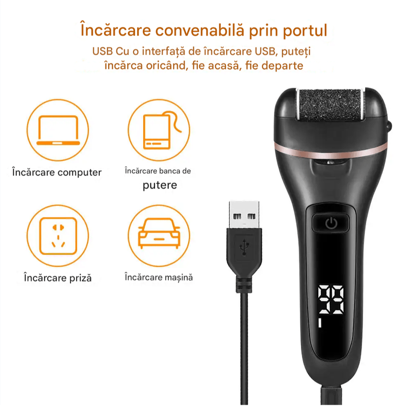 Ingrijire personala si Cosmetice - Aparate & accesorii ingrijire personala - Aparate cosmetice - Aparate pentru manichiura-pedichiura - Pila electrica set 10 bucati pentru talpi si calcaie Arvada® DrSkin V-601, Display Digital, Led - Infinity.ro