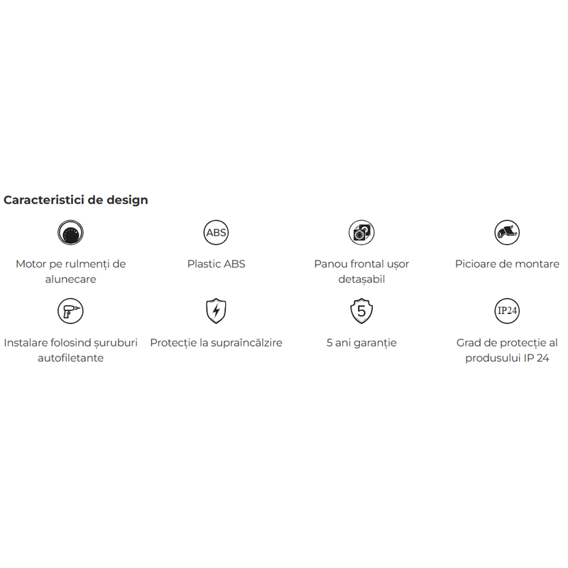 Casa si Gradina - Sanitare - Suporturi si accesorii baie - Sisteme de ventilatie - Ventilator de perete VentEurope  VALUE100, patrat, diametru 100 mm, debit 100 mc/h, 14W, IP24, silentios, economic, Alb - Infinity.ro