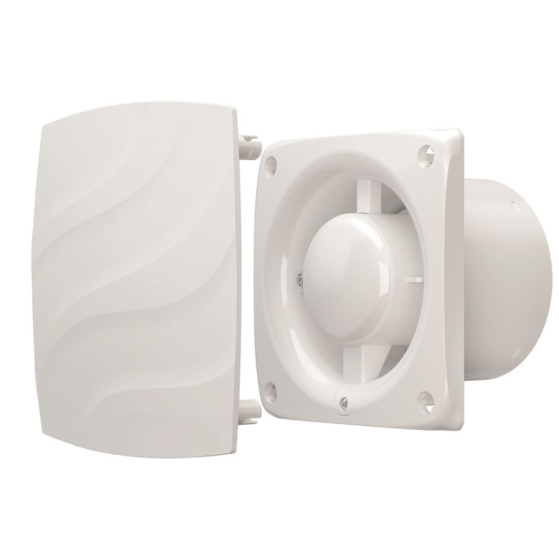 Casa si Gradina - Sanitare - Suporturi si accesorii baie - Sisteme de ventilatie - Ventilator de perete VentEurope STREAM100, patrat, diametru 100 mm, debit 95 mc/h, 14W, IP24, silentios, economic, Alb - Infinity.ro