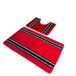 Casa si Gradina - Textile si covoare - Covoare - Covorase baie - Set 2 covorase baie – cu membrana antiderapanta, 100% fibre sintetice, rosu, 50×40 cm, 50×80 cm, Sandy Ros - Infinity.ro