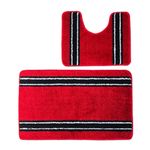 Casa si Gradina - Textile si covoare - Covoare - Covorase baie - Set 2 covorase baie – cu membrana antiderapanta, 100% fibre sintetice, rosu, 50×40 cm, 50×80 cm, Sandy Ros - Infinity.ro
