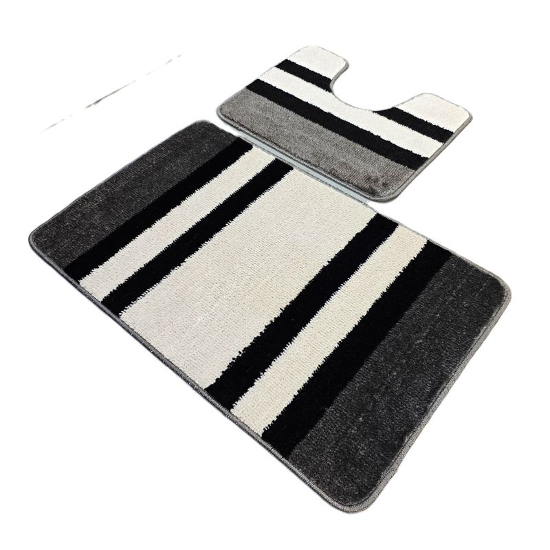 Casa si Gradina - Textile si covoare - Covoare - Covorase baie - Set 2 covorase baie – cu membrana antiderapanta, 100% fibre sintetice, negru, 50×40 cm, 50×80 cm, Sandy Criptik - Infinity.ro
