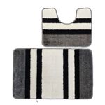 Casa si Gradina - Textile si covoare - Covoare - Covorase baie - Set 2 covorase baie – cu membrana antiderapanta, 100% fibre sintetice, negru, 50×40 cm, 50×80 cm, Sandy Criptik - Infinity.ro
