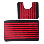 Casa si Gradina - Textile si covoare - Covoare - Covorase baie - Set 2 covorase baie – cu membrana antiderapanta, 100% fibre sintetice, rosu, 50×40 cm, 50×80 cm, Sandy Larissa - Infinity.ro