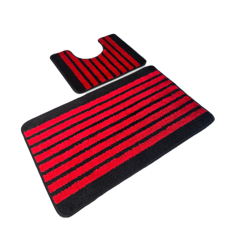 Casa si Gradina - Textile si covoare - Covoare - Covorase baie - Set 2 covorase baie – cu membrana antiderapanta, 100% fibre sintetice, rosu, 50×40 cm, 50×80 cm, Sandy Larissa - Infinity.ro