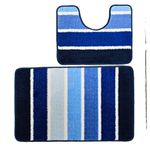 Casa si Gradina - Textile si covoare - Covoare - Covorase baie - Set 2 covorase baie – cu membrana antiderapanta, 100% fibre sintetice, albastru, 50×40 cm, 50×80 cm, Sandy Nadja - Infinity.ro