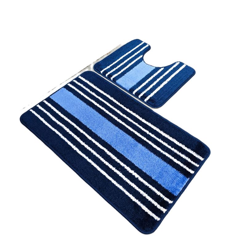 Casa si Gradina - Textile si covoare - Covoare - Covorase baie - Set 2 covorase baie – cu membrana antiderapanta, 100% fibre sintetice, albastru, 50×40 cm, 50×80 cm, Sandy Lyuba - Infinity.ro