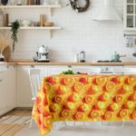 Casa si Gradina - Textile si covoare - Textile bucatarie - Fete de masa - Fata de masa Kotonia Home Exotic 3D- 100% bumbac, creton impermeabil, 180x220 cm, décor portocale - Infinity.ro