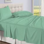 Casa si Gradina - Textile si covoare - Lenjerii de pat - Cearceafuri de pat - Cearceaf de pat Kotonia Home Deco, 100% bumbac, Damasc Saten, dimensiune dungi 1 cm, Verde Menta, 240x260 cm - Infinity.ro