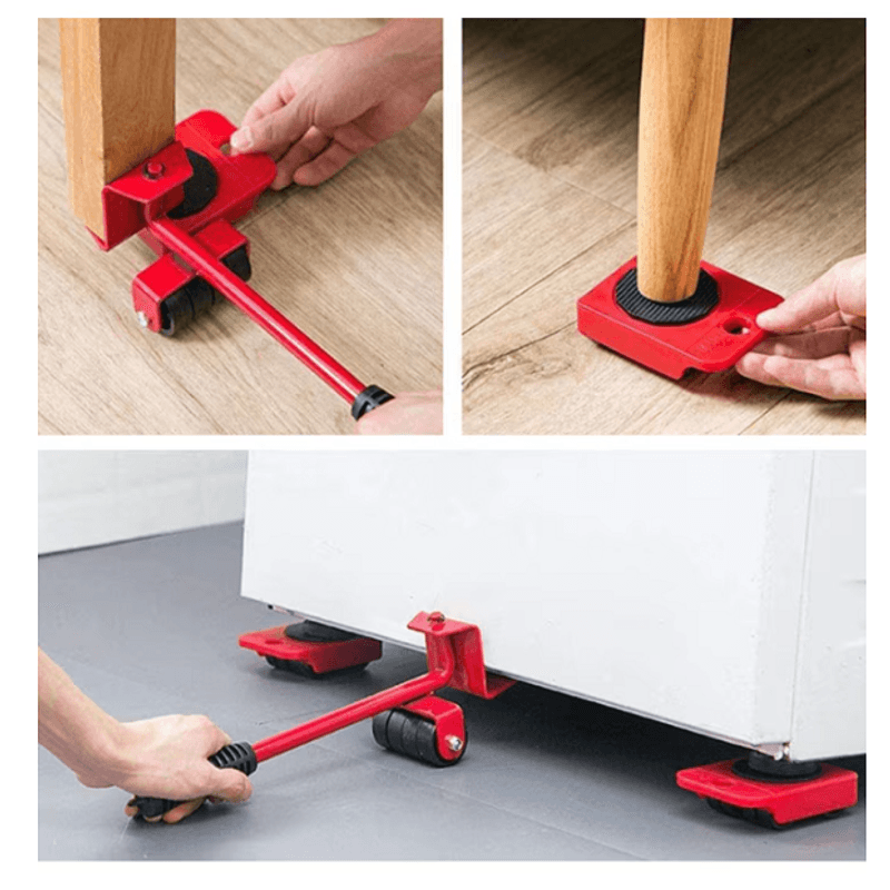 Casa si Gradina - Constructii - Depozitare, transport si protectie - Echipamente pentru transport si ridicat - Set suport cu roti pentru mutat mobila, rosu/negru, 5 piese - Infinity.ro