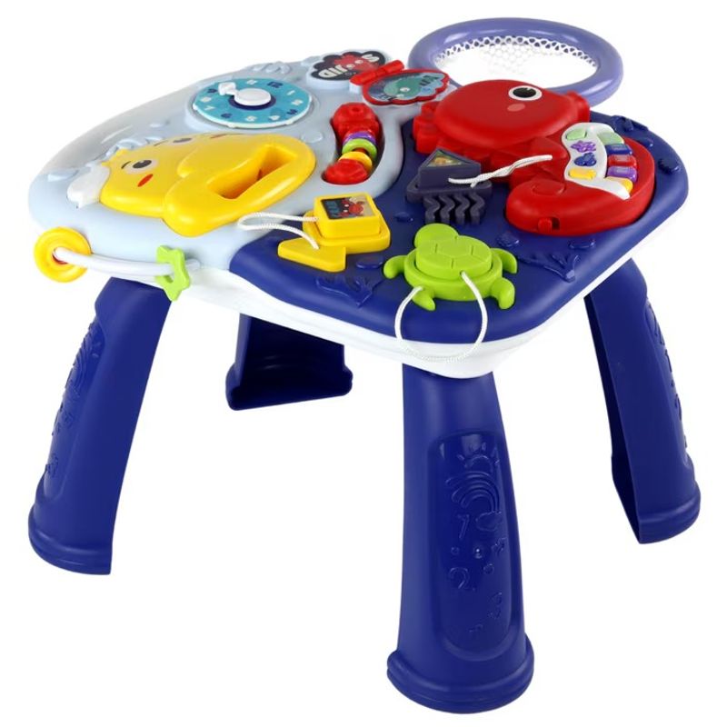 Jucarii, Copii si Bebe - Jucarii si jocuri - Jucarii bebelusi - Jucarii interactive bebelusi - Masuta si Panou Activitati Montessori 2 in 1, Jucarie Muzicala cu Lumini LED, Pian, Forme si Culori, 18 luni+ - Infinity.ro