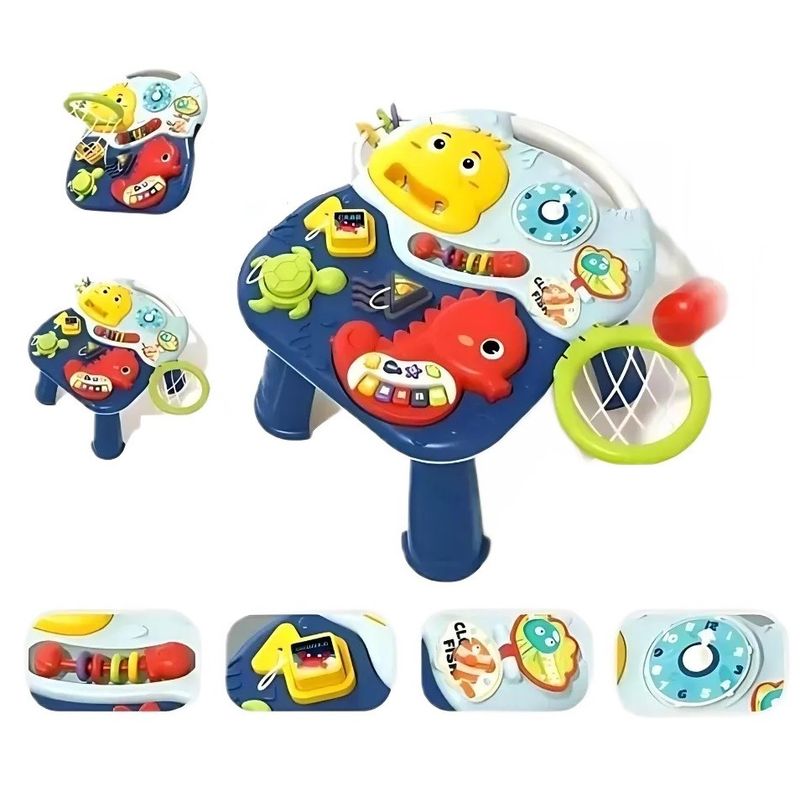 Jucarii, Copii si Bebe - Jucarii si jocuri - Jucarii bebelusi - Jucarii interactive bebelusi - Masuta si Panou Activitati Montessori 2 in 1, Jucarie Muzicala cu Lumini LED, Pian, Forme si Culori, 18 luni+ - Infinity.ro