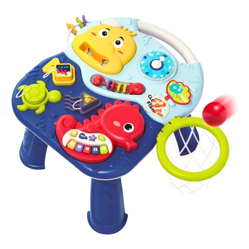 Jucarii, Copii si Bebe - Jucarii si jocuri - Jucarii bebelusi - Jucarii interactive bebelusi - Masuta si Panou Activitati Montessori 2 in 1, Jucarie Muzicala cu Lumini LED, Pian, Forme si Culori, 18 luni+ - Infinity.ro