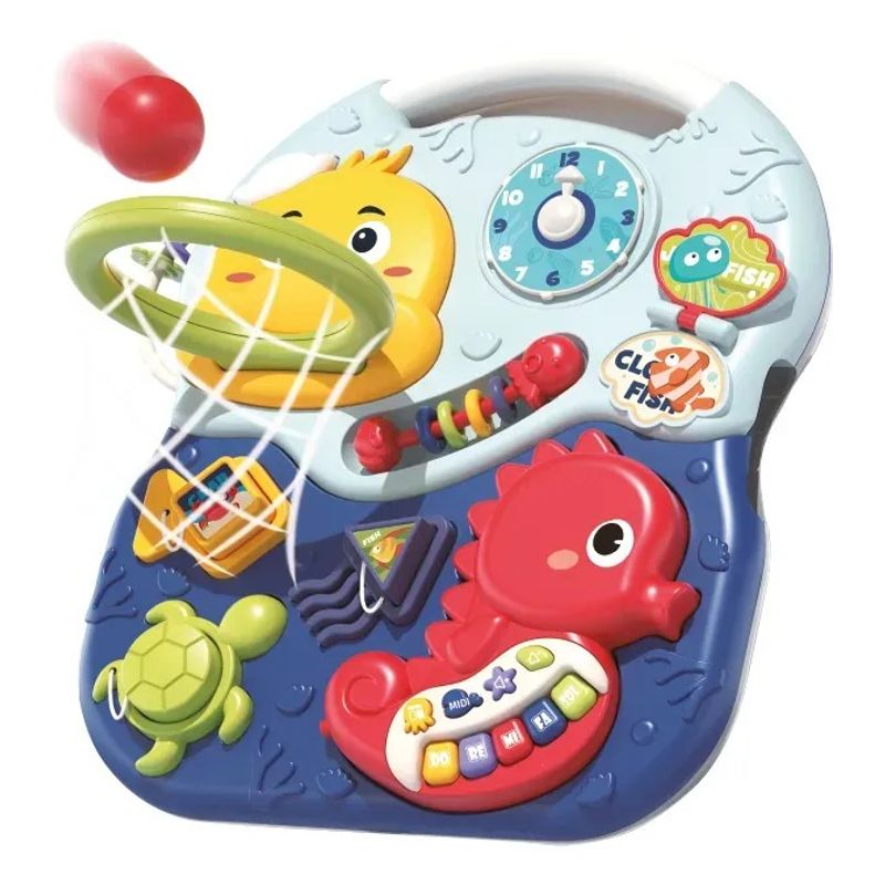 Jucarii, Copii si Bebe - Jucarii si jocuri - Jucarii bebelusi - Jucarii interactive bebelusi - Masuta si Panou Activitati Montessori 2 in 1, Jucarie Muzicala cu Lumini LED, Pian, Forme si Culori, 18 luni+ - Infinity.ro