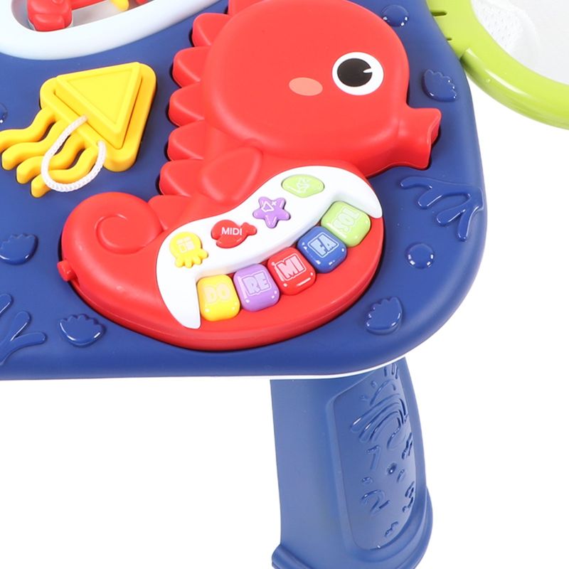 Jucarii, Copii si Bebe - Jucarii si jocuri - Jucarii bebelusi - Jucarii interactive bebelusi - Masuta si Panou Activitati Montessori 2 in 1, Jucarie Muzicala cu Lumini LED, Pian, Forme si Culori, 18 luni+ - Infinity.ro